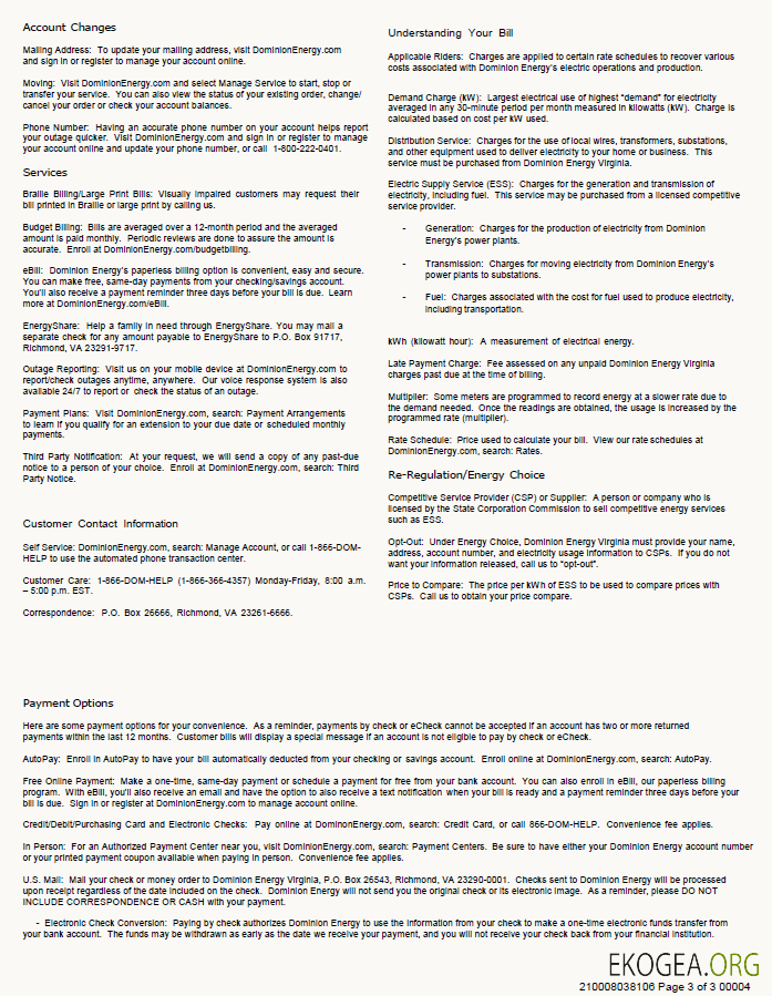 USA Dominion Energy utility bill template in Word and PDF formats, 3 pages, 3rd page